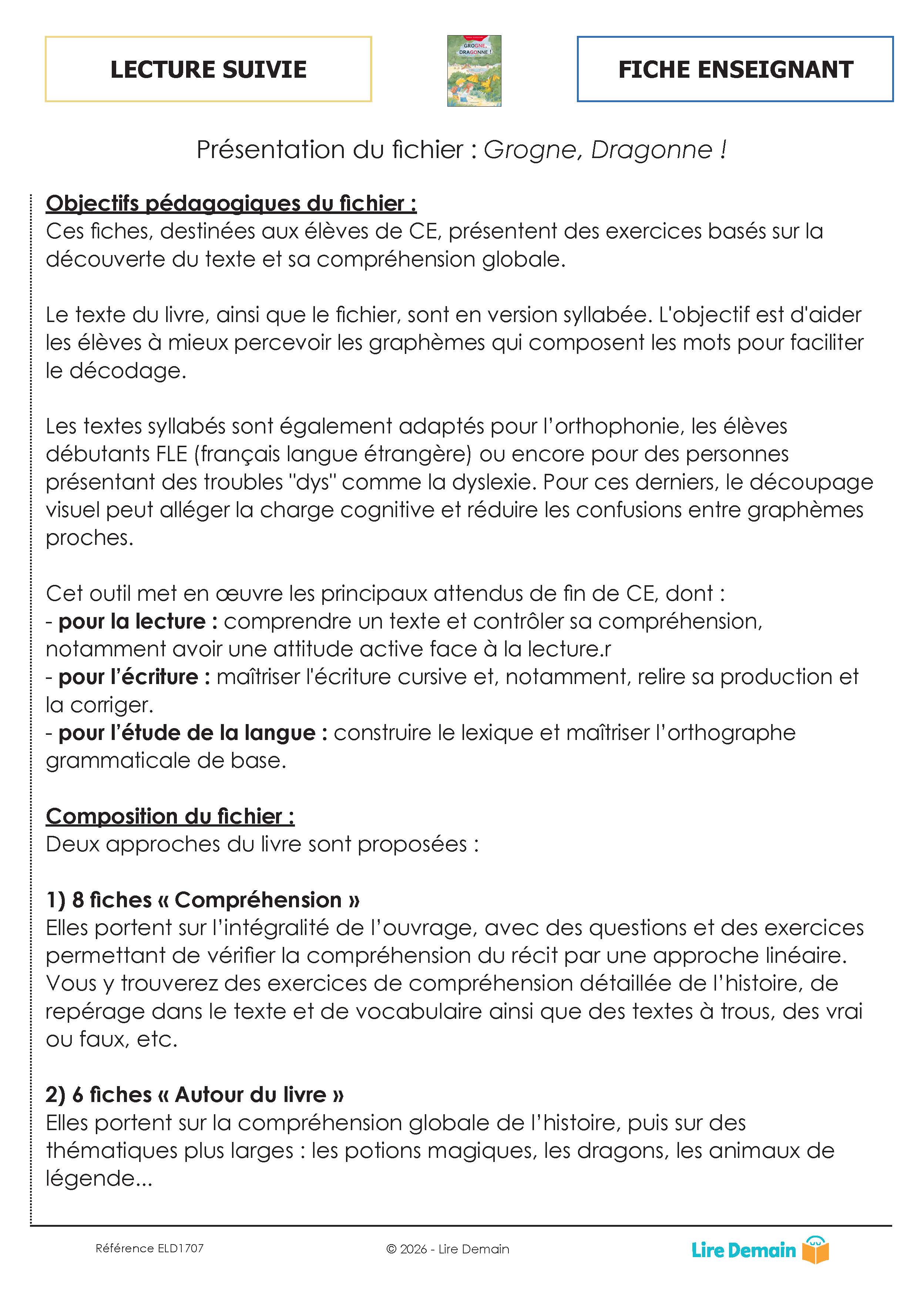  LECTURE SUIVIE - GROGNE DRAGONNE ! (FICHIER SEUL)