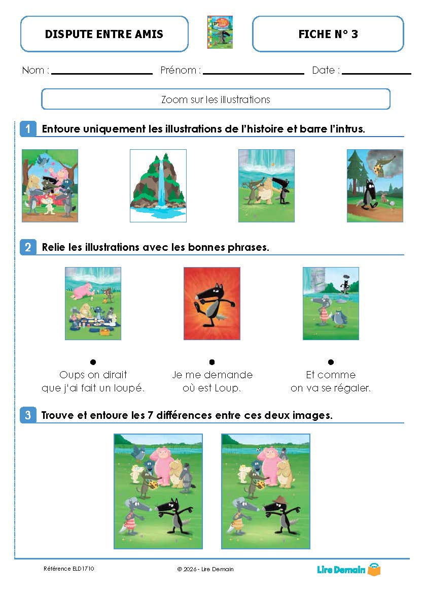 LECTURE SUIVIE - LA DISPUTE LECTURES CE1 AVEC LOUP (FICHIER SEUL)