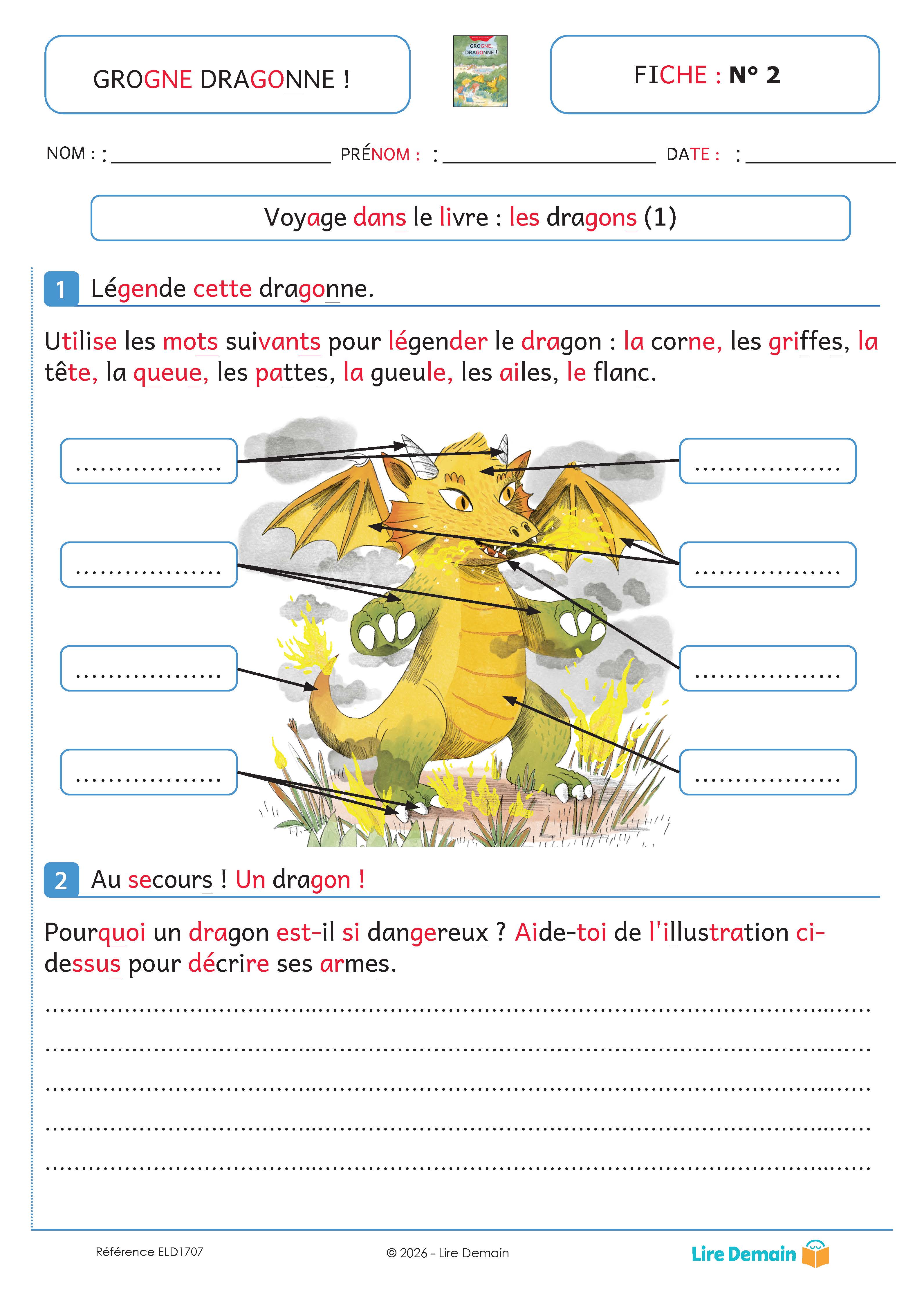 LECTURE SUIVIE - GROGNE DRAGONNE ! (25 EX)
