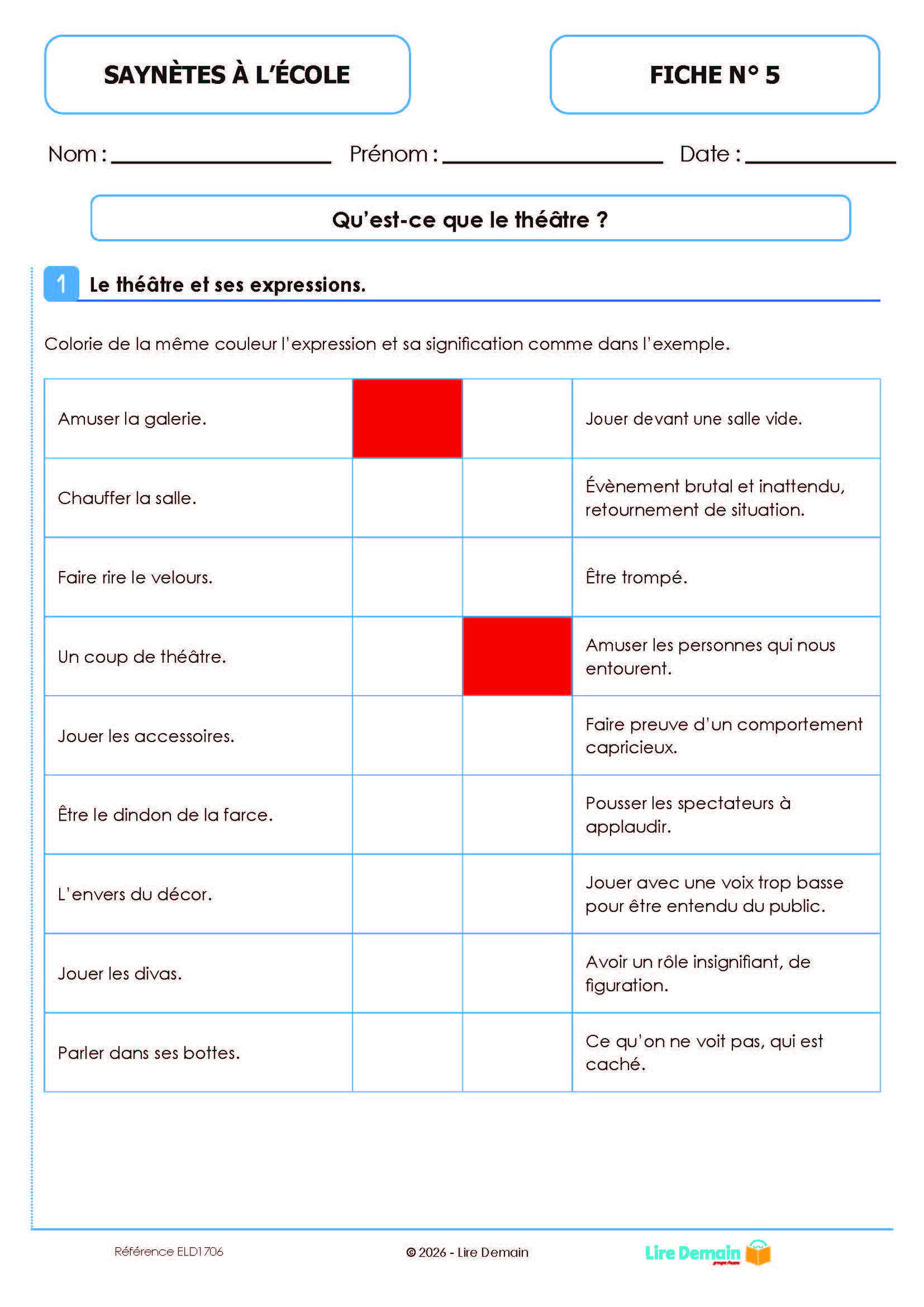 LECTURE SUIVIE - SAYNETES THEATRE A L
