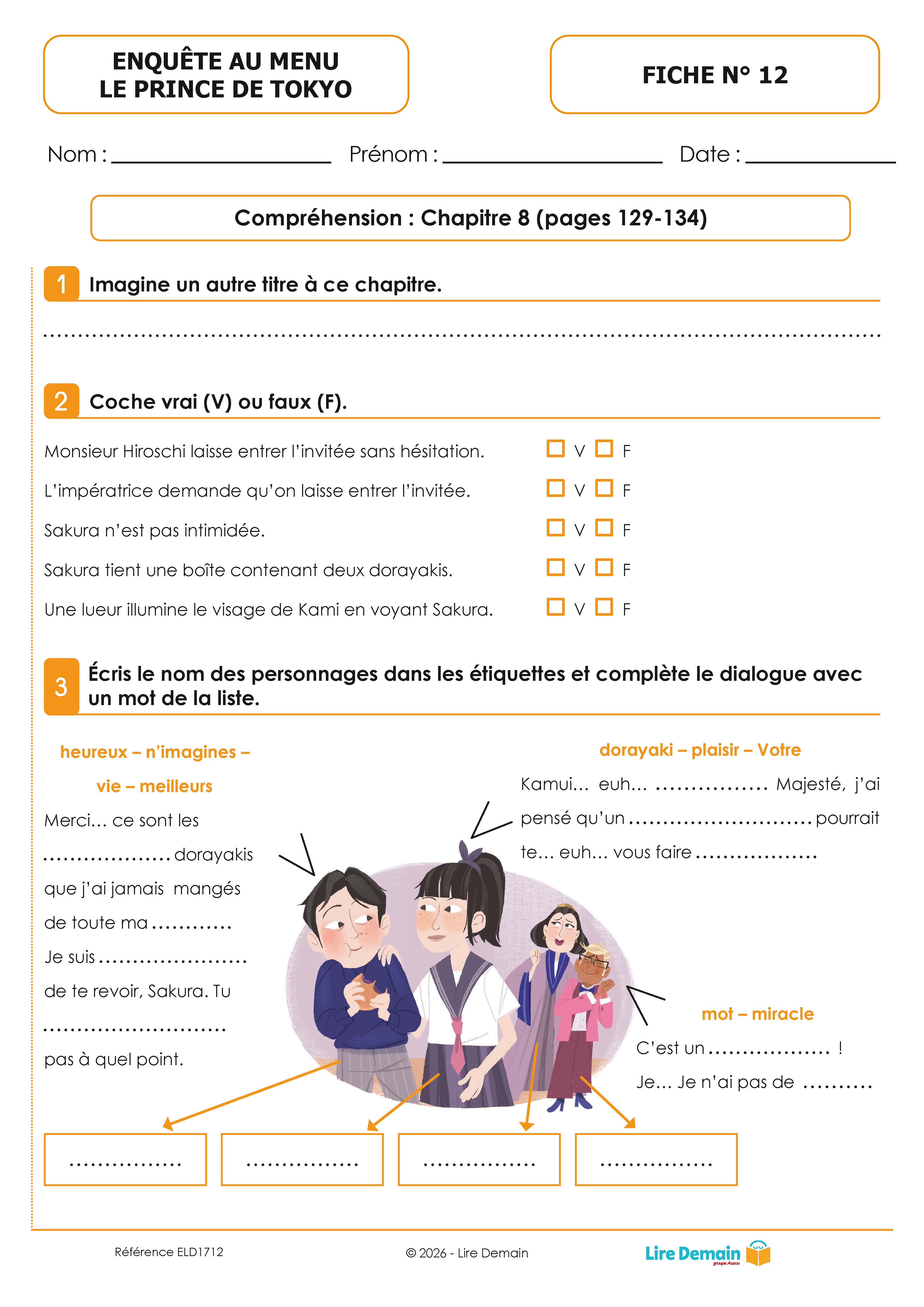 LECTURE SUIVIE - ENQUETE AU MENU ! - LE PRINCE DE TOKYO  (25 EX)