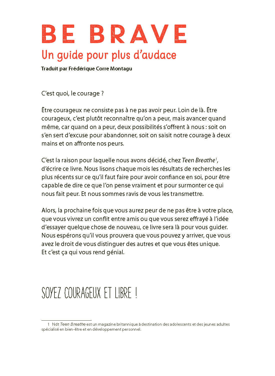 BE BRAVE : UN GUIDE POUR PLUS D