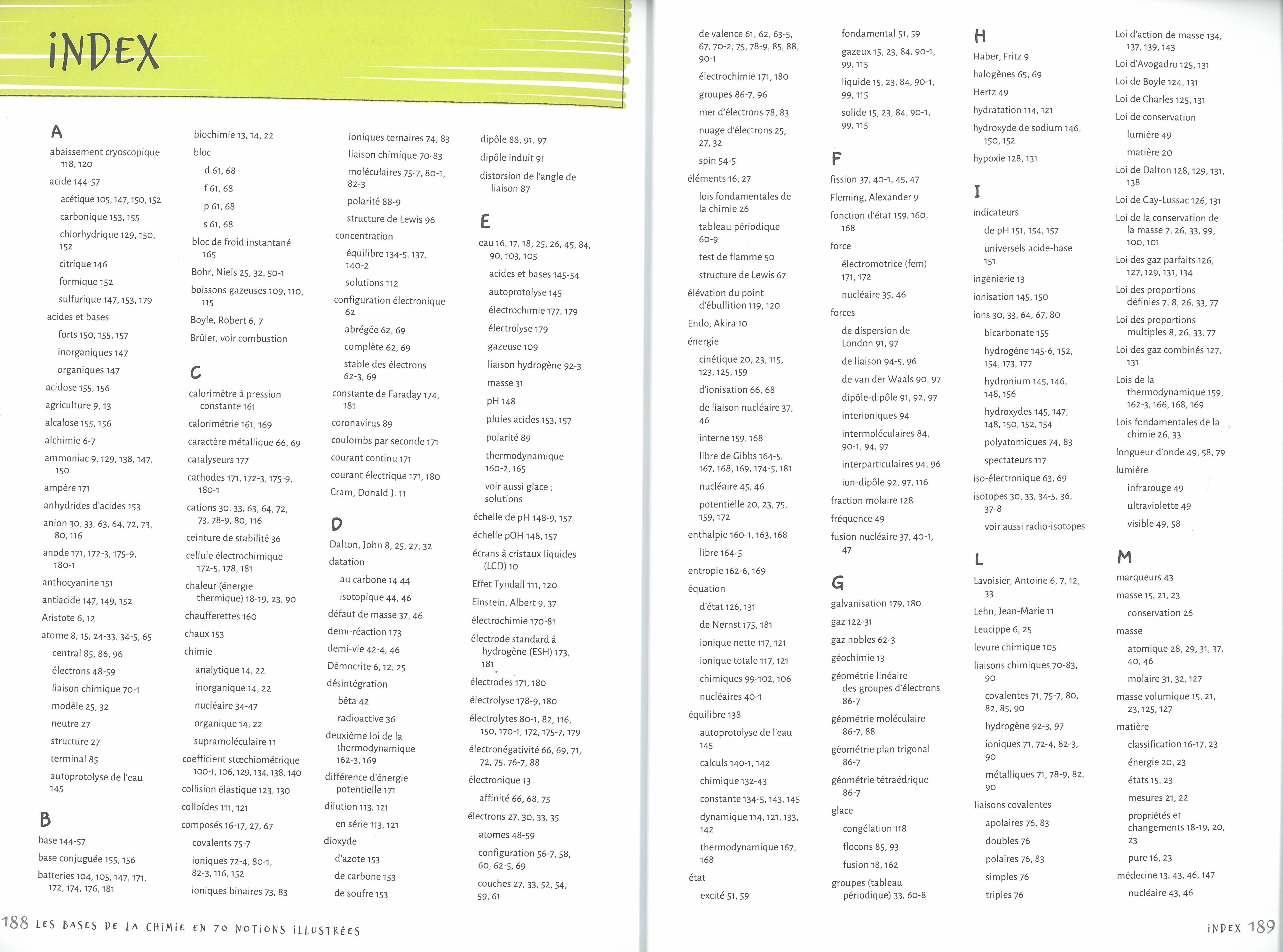 LES BASES DE LA CHIMIE EN 70 NOTIONS ILLUSTREES 