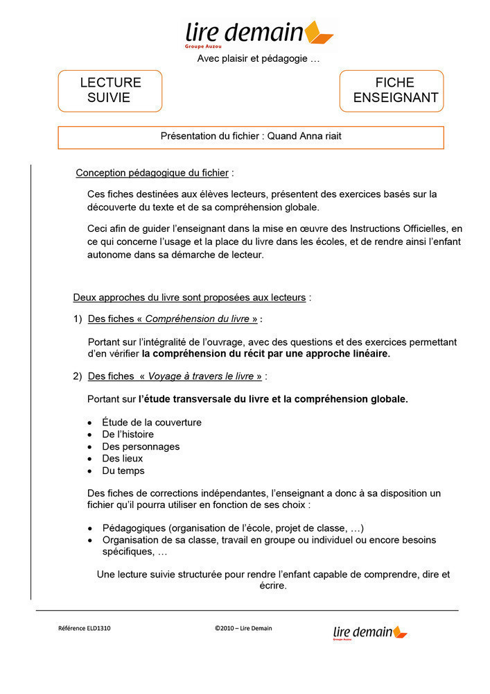 LECTURE SUIVIE - QUAND ANNA RIAIT (FICHIER SEUL)