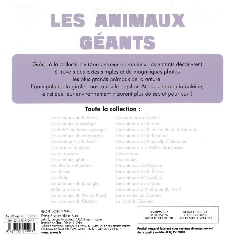 Mon Premier Doc Photo - Les Animaux Geants (Coll. Mon Premier Animalier)