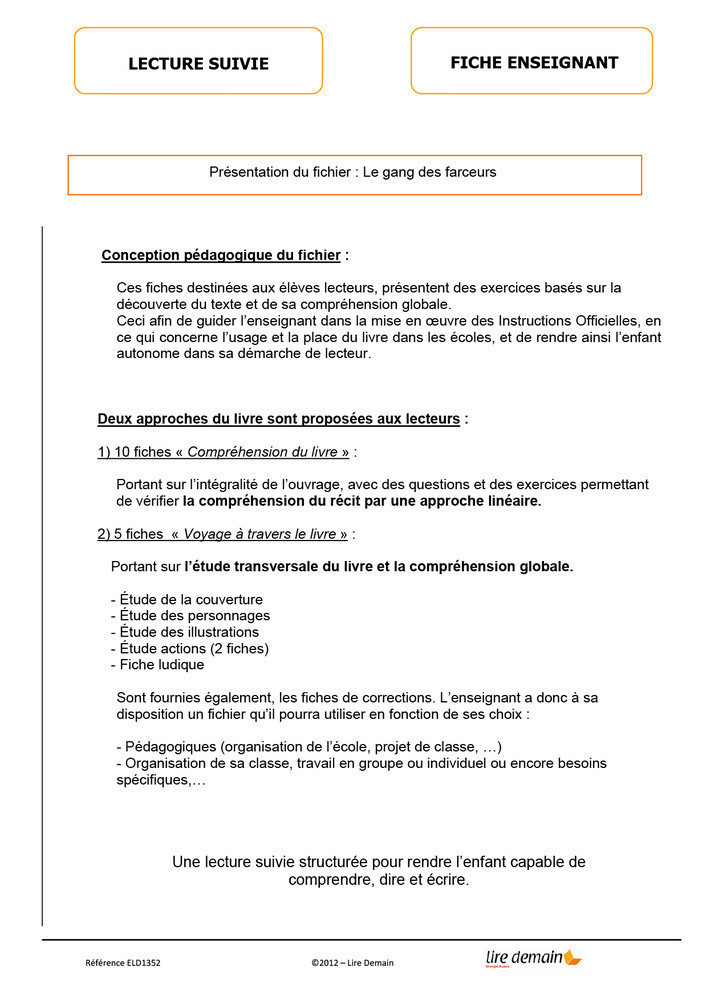 LECTURE SUIVIE - LE GANG DES FARCEURS (FICHIER SEUL)