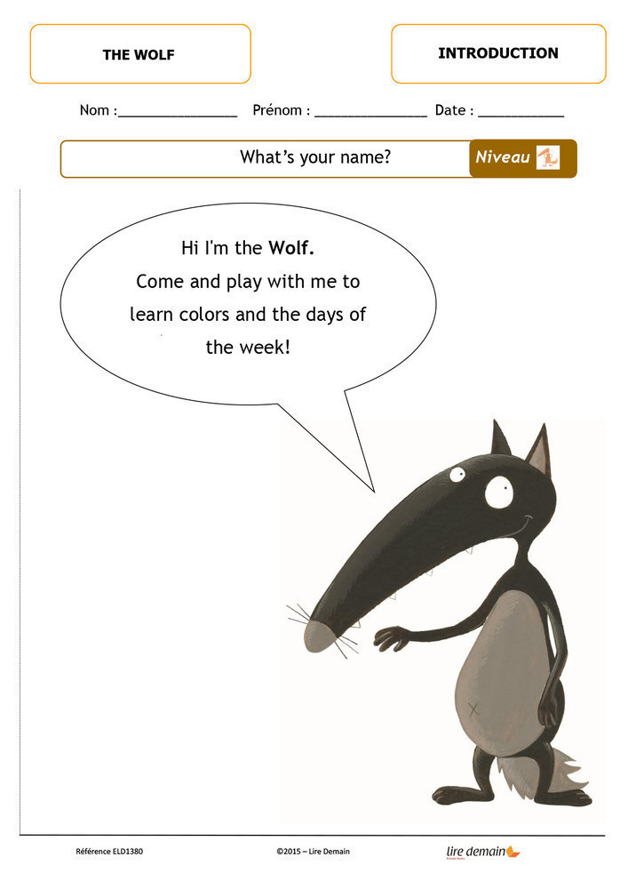 LECTURE SUIVIE ANGLAIS - THE WOLF WHO WANTED TO CHANGE HIS COLOR (FICHIER SEUL)