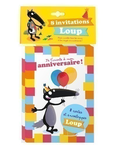 PACK DE 8 INVITATIONS LOUP, POUR INVITER TOUS TES AMIS A TON SUPER ANNIVERSAIRE ! - AVEC 8 ENVELOPPES