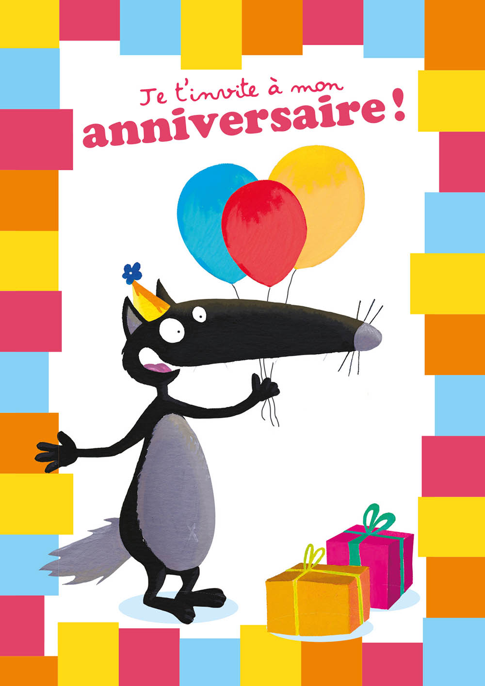 PACK DE 8 INVITATIONS LOUP, POUR INVITER TOUS TES AMIS A TON SUPER ANNIVERSAIRE ! - AVEC 8 ENVELOPPES