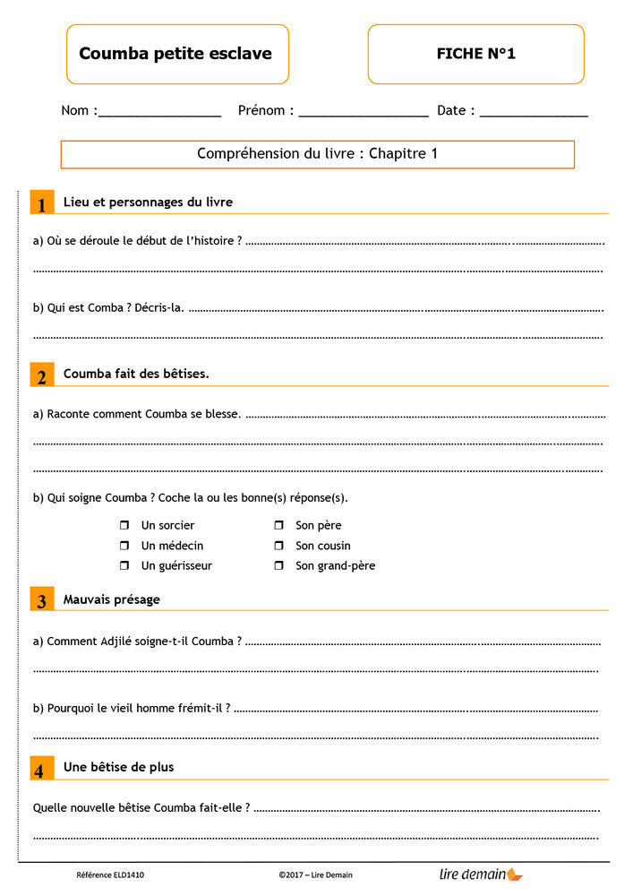 LECTURE SUIVIE - COUMBA, PETITE ESCLAVE AU XVIIIE SIECLE (FICHIER SEUL)