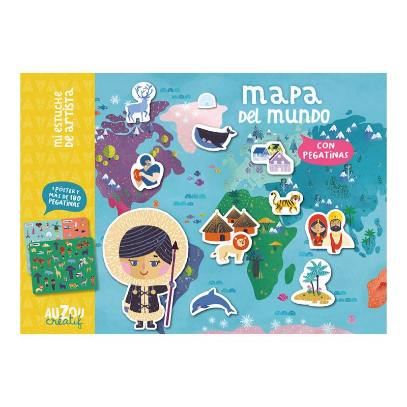 Estuche Artista: Pegatinas De Mapa Del Mundo