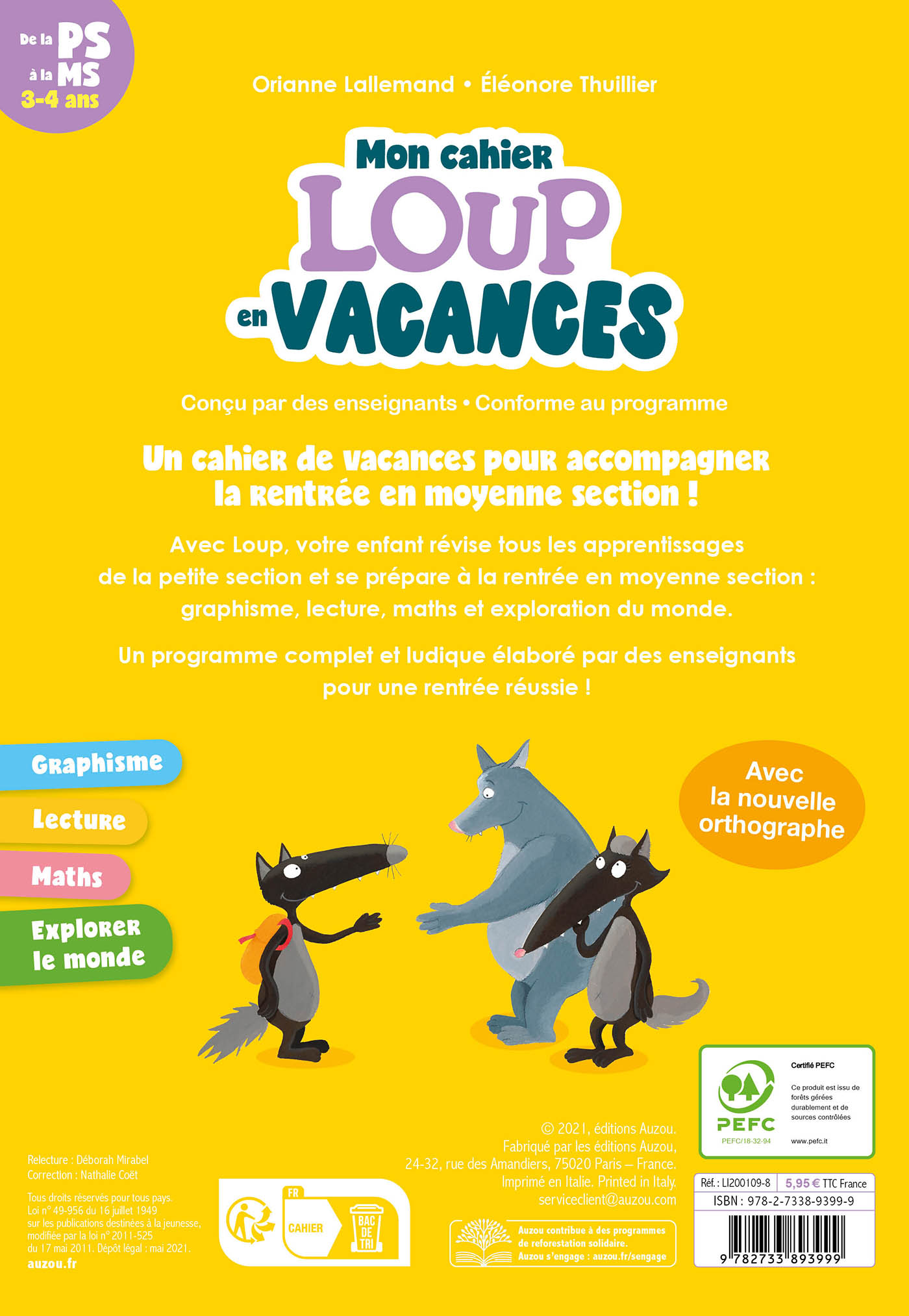 MON CAHIER LOUP EN VACANCES - DE LA PS A LA MS - 2026