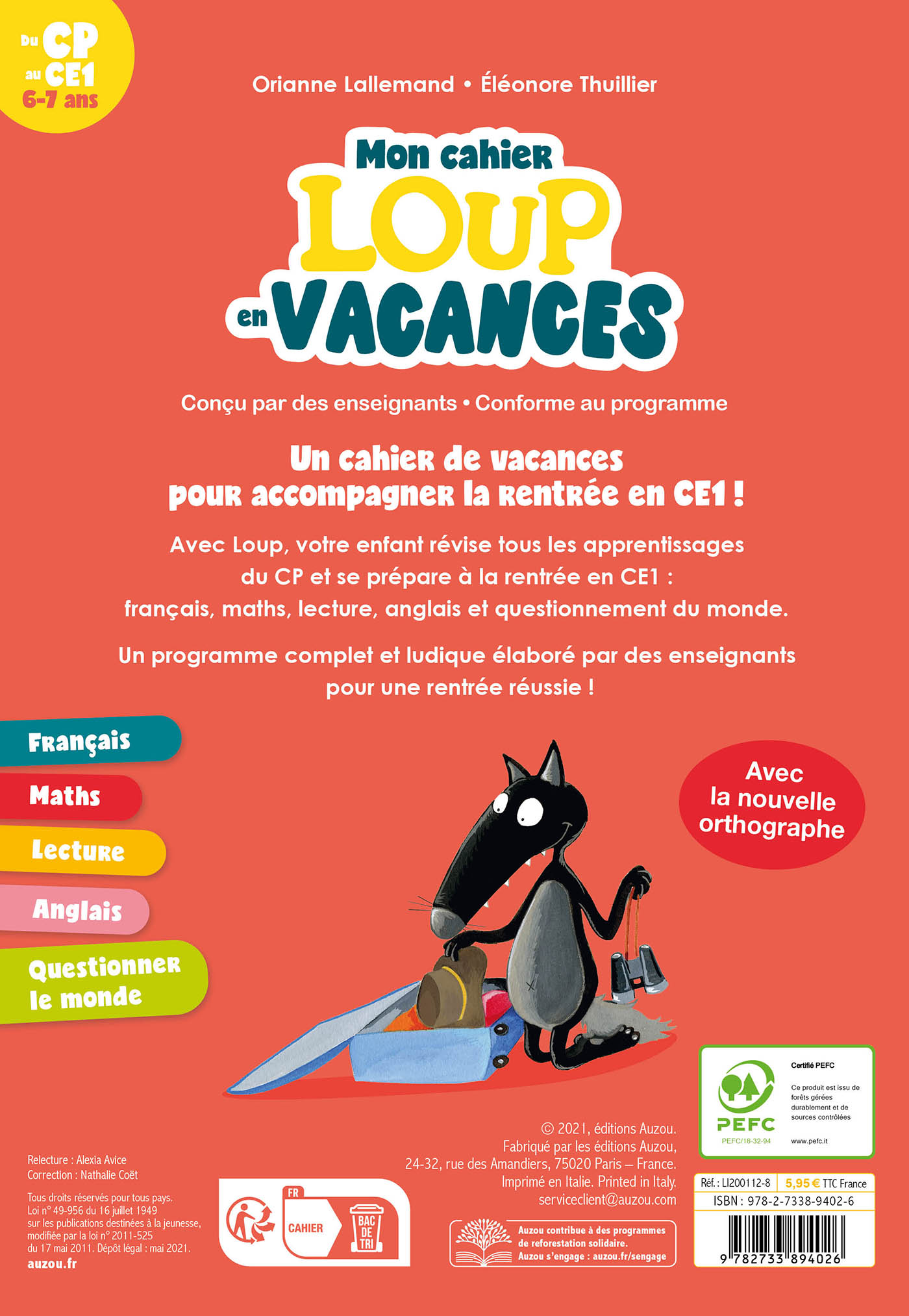 MON CAHIER LOUP EN VACANCES - DU CP AU CE1 - 2026 MON CAHIER LOUP EN VACANCES - DU CP AU CE1 - 2026