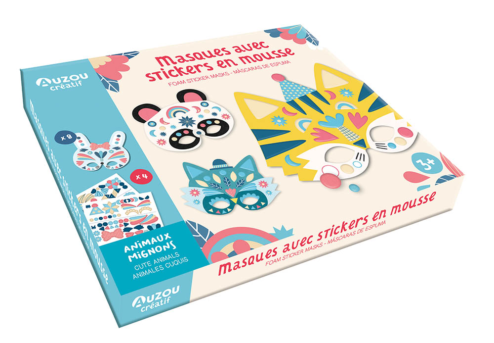 Mon Coffret D'artiste - Masques Avec Stickers En Mousse - Animaux Mignons