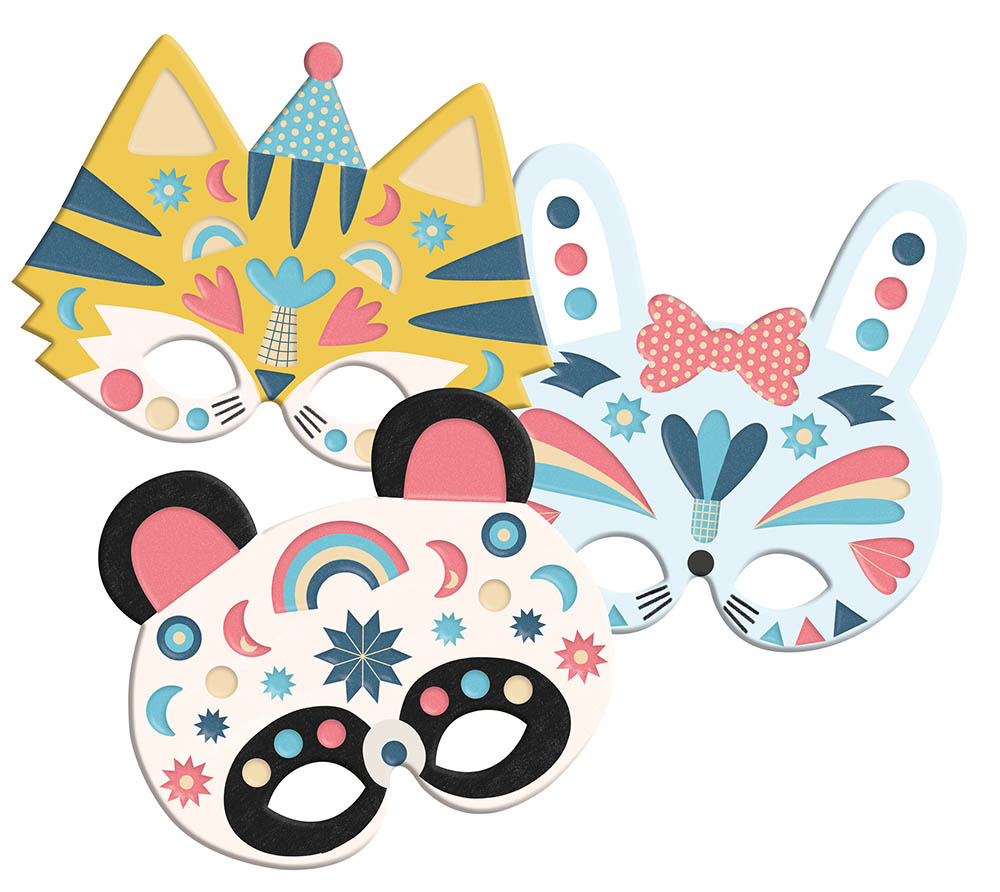 Masques Avec Stickers En Mousse - Animaux Mignons