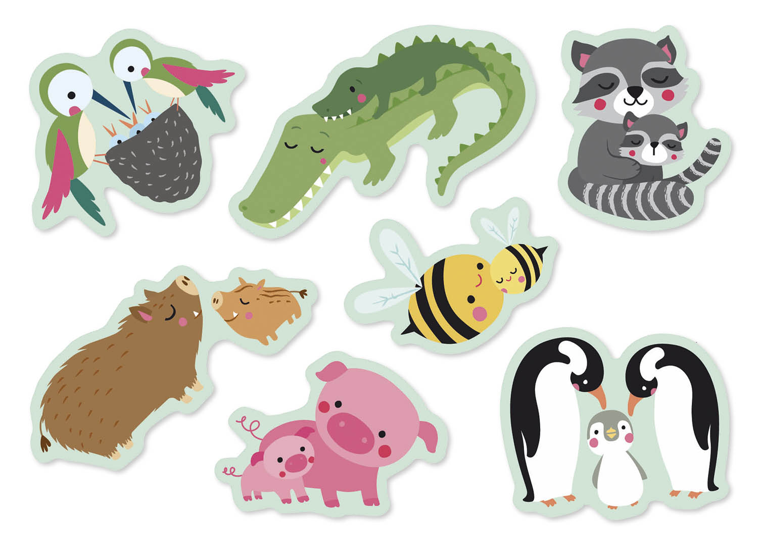 100 Gommettes Parents-Bébés Animaux