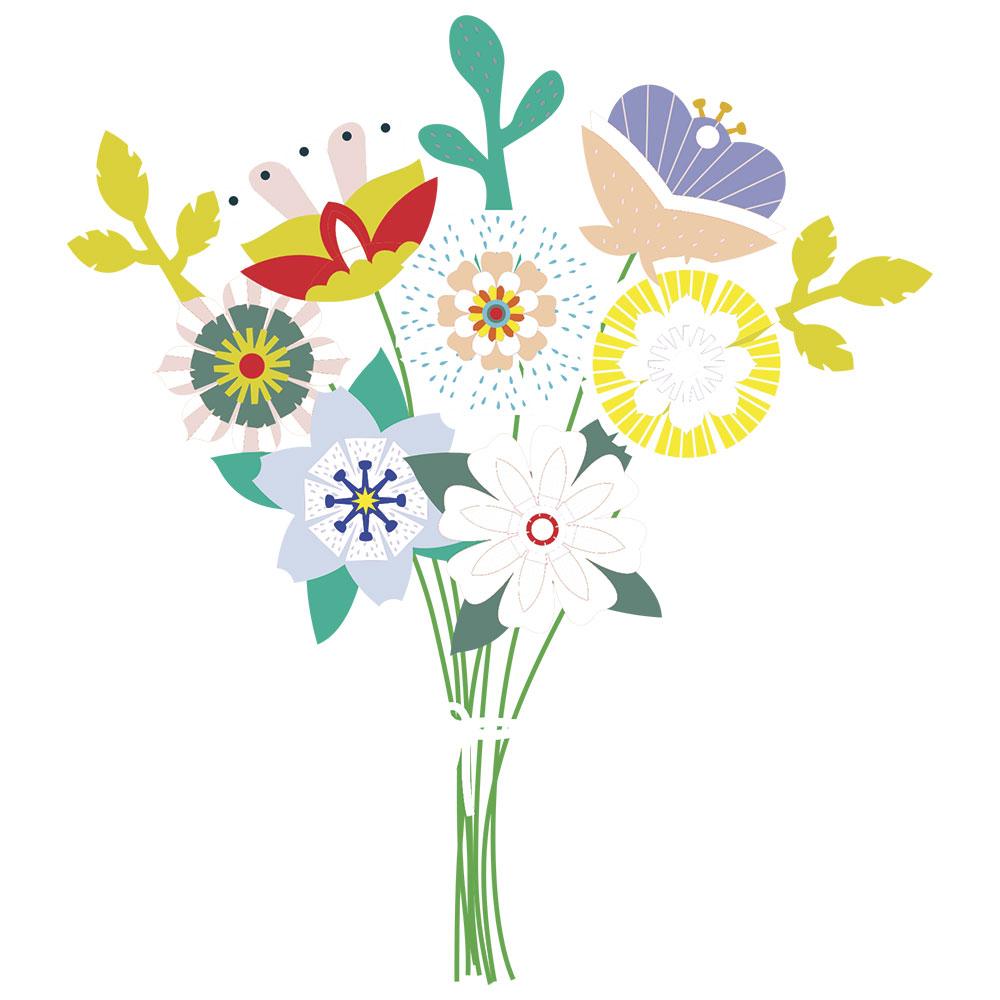 Mi Estuche De Artista. Bouquet De Flores En Paper Art. Colores Flúor