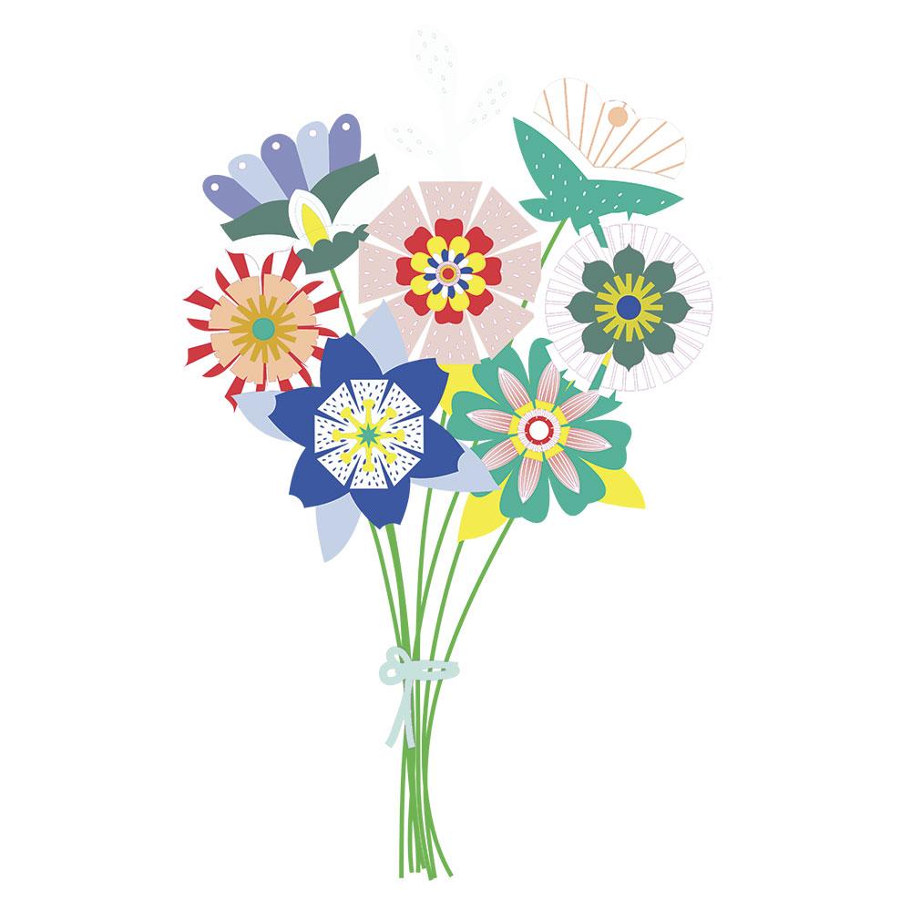 Mi Estuche De Artista. Bouquet De Flores En Paper Art. Colores Flúor