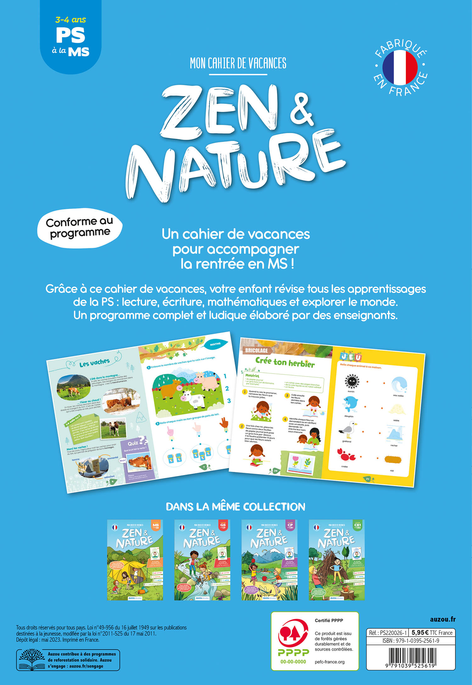 DE LA PS A LA MS - MON CAHIER DE VACANCES ZEN ET NATURE
