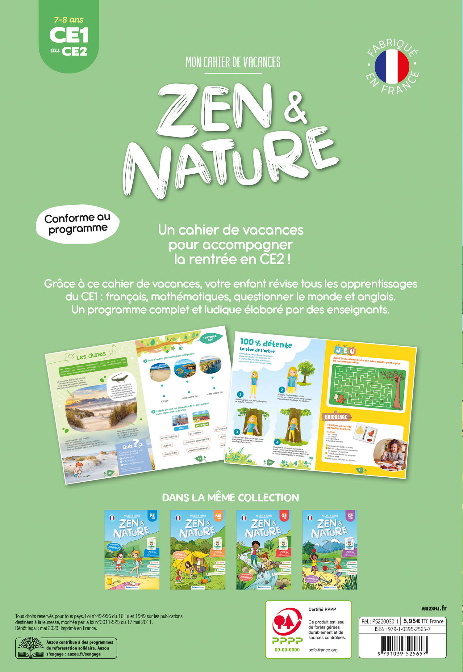 DU CE1 AU CE2 -  MON CAHIER DE VACANCES ZEN ET NATURE