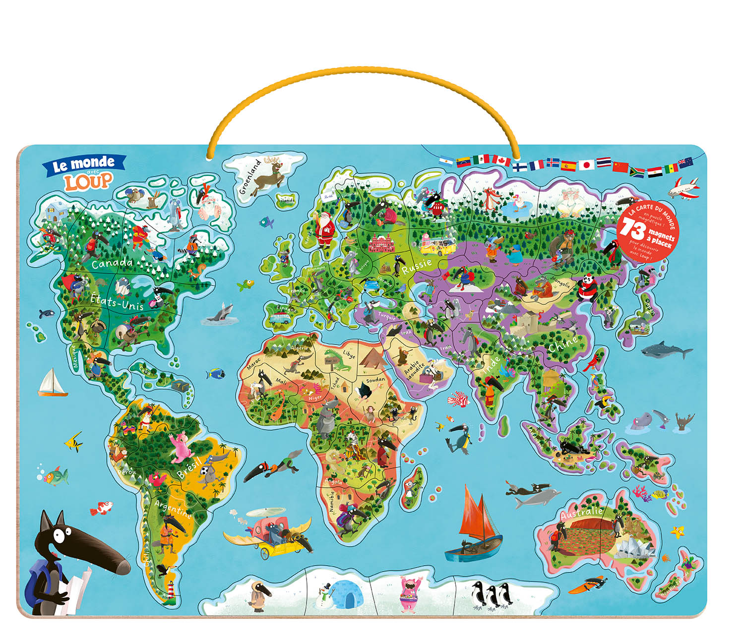 My Magnetic World Map In Puzzle - I Discover The World With Wolf