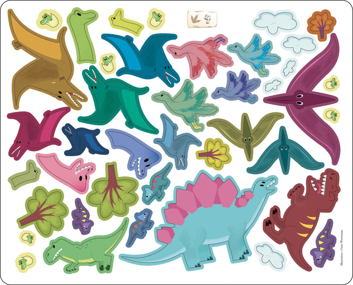 200 autocollants dinosaures