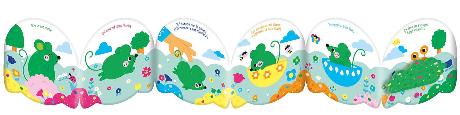 COMPTINES TISSU ACCORDEON - UNE SOURIS VERTE