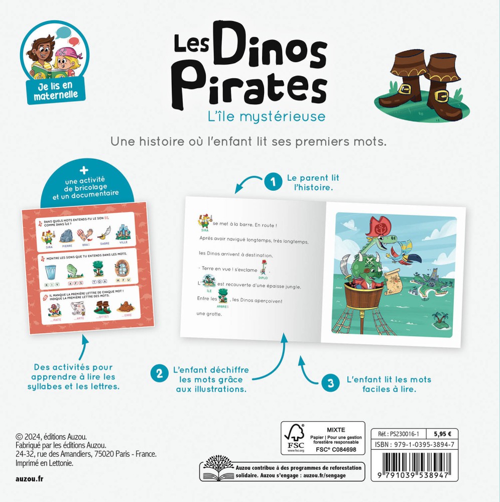 JE LIS EN MATERNELLE - LES DINOS PIRATES ET L