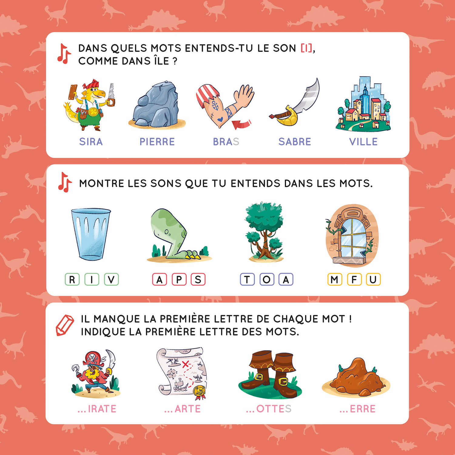 JE LIS EN MATERNELLE - LES DINOS PIRATES ET L