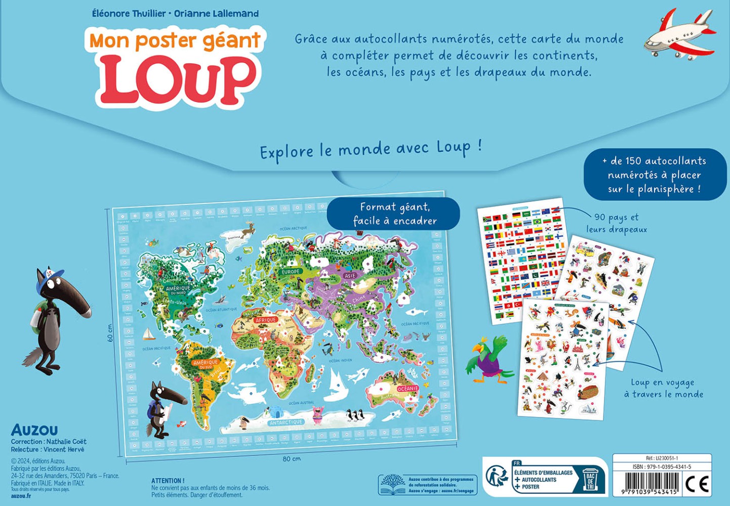 Mon poster géant Loup - La carte du monde