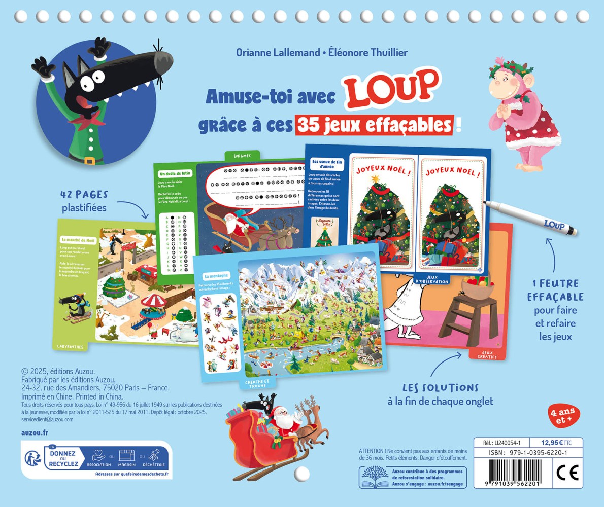 MES JEUX EFFACABLES LOUP - SPECIAL NOEL