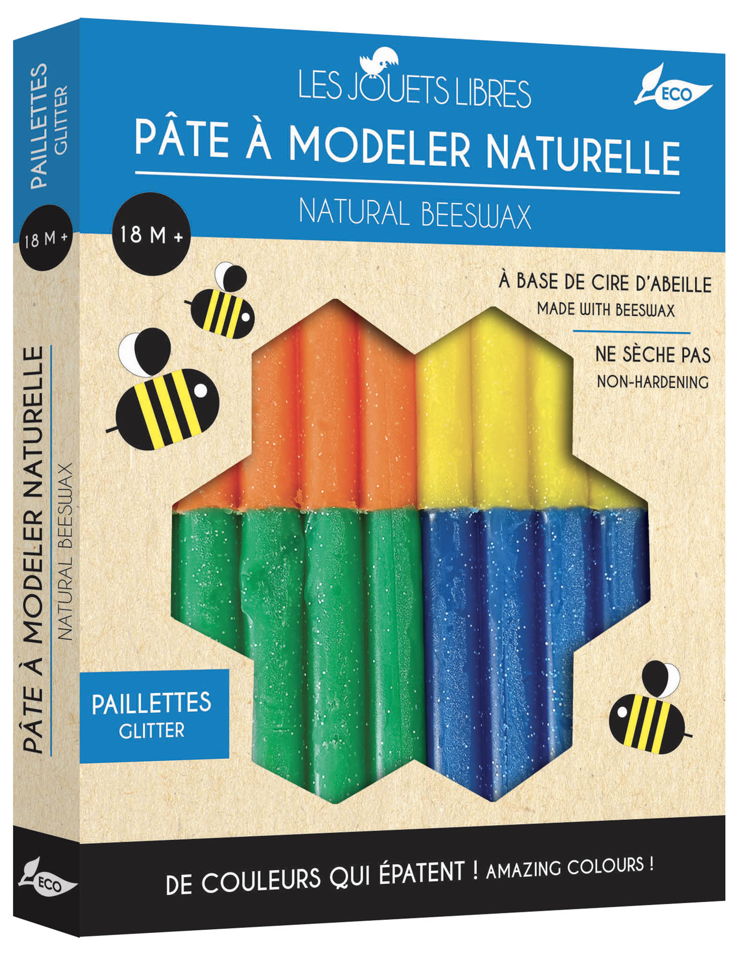 Pâte À Modeler Cire D'abeille - 4 Couleurs Pailletées