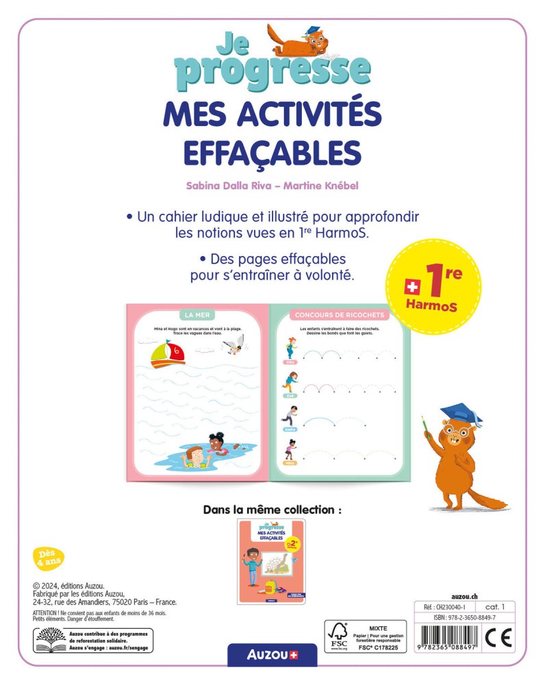 Je Progresse : Mes Activités Effaçables 1E Harmos