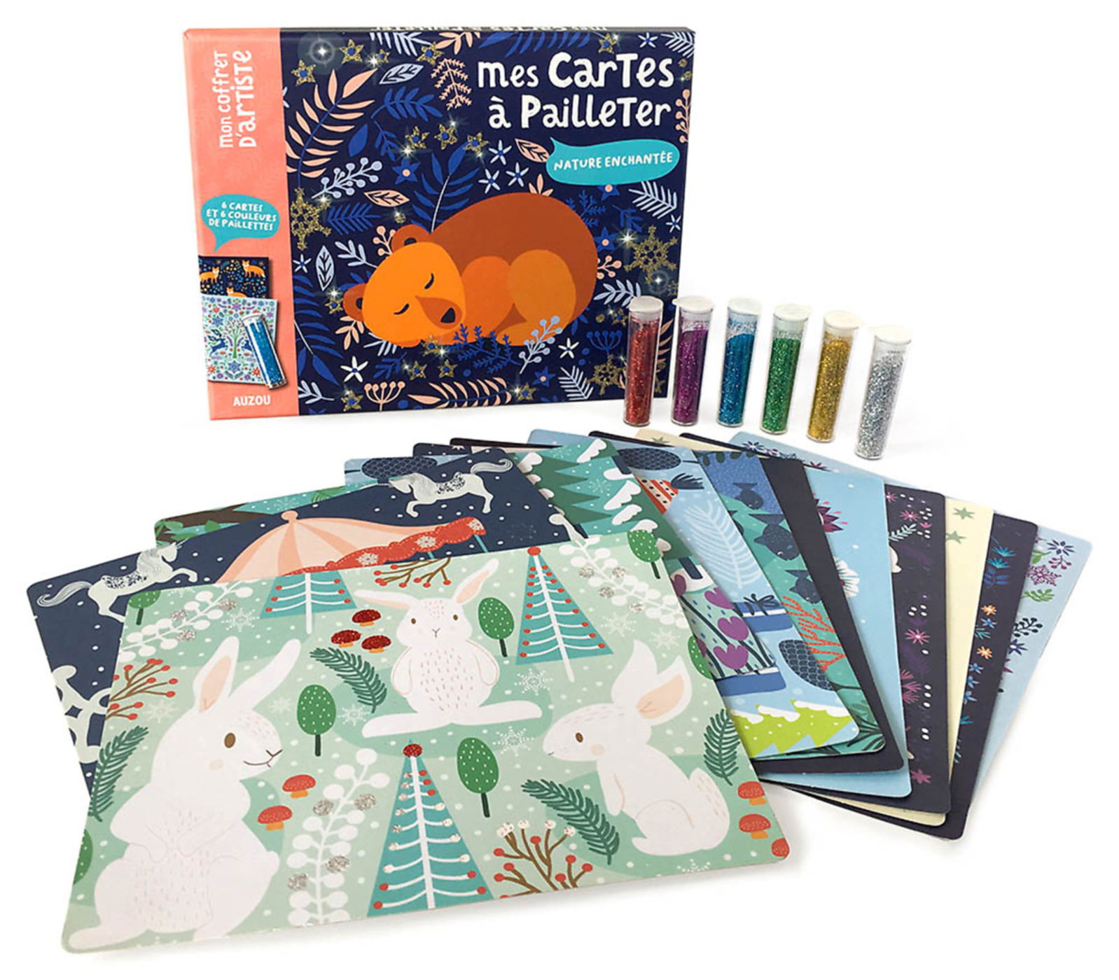 Mon Coffret D'artiste - Mes Cartes À Pailleter - Nature Enchantée