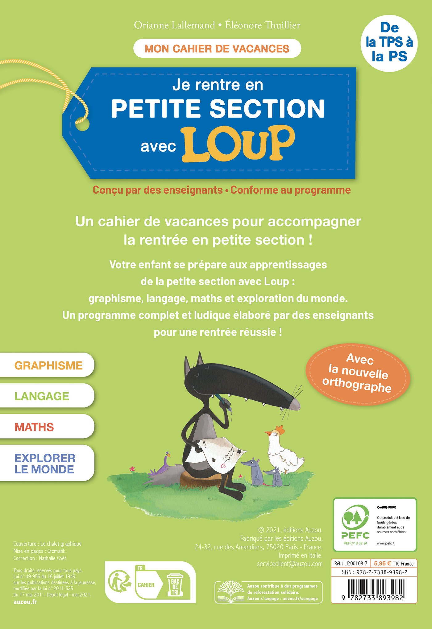 Mon Cahier Loup En Vacances - De La Tps À La Ps - 2026