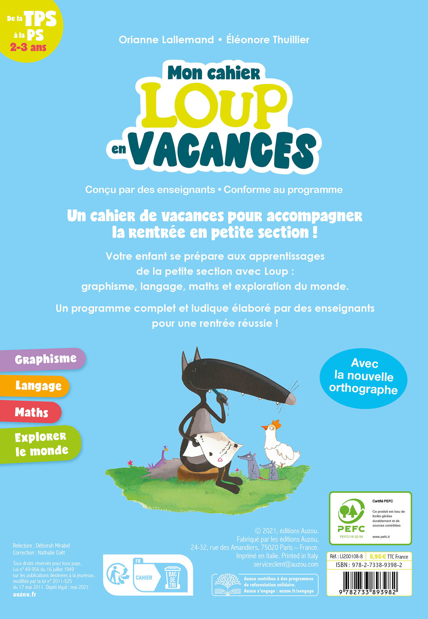 Mon Cahier Loup En Vacances - De La Tps À La Ps - 2026