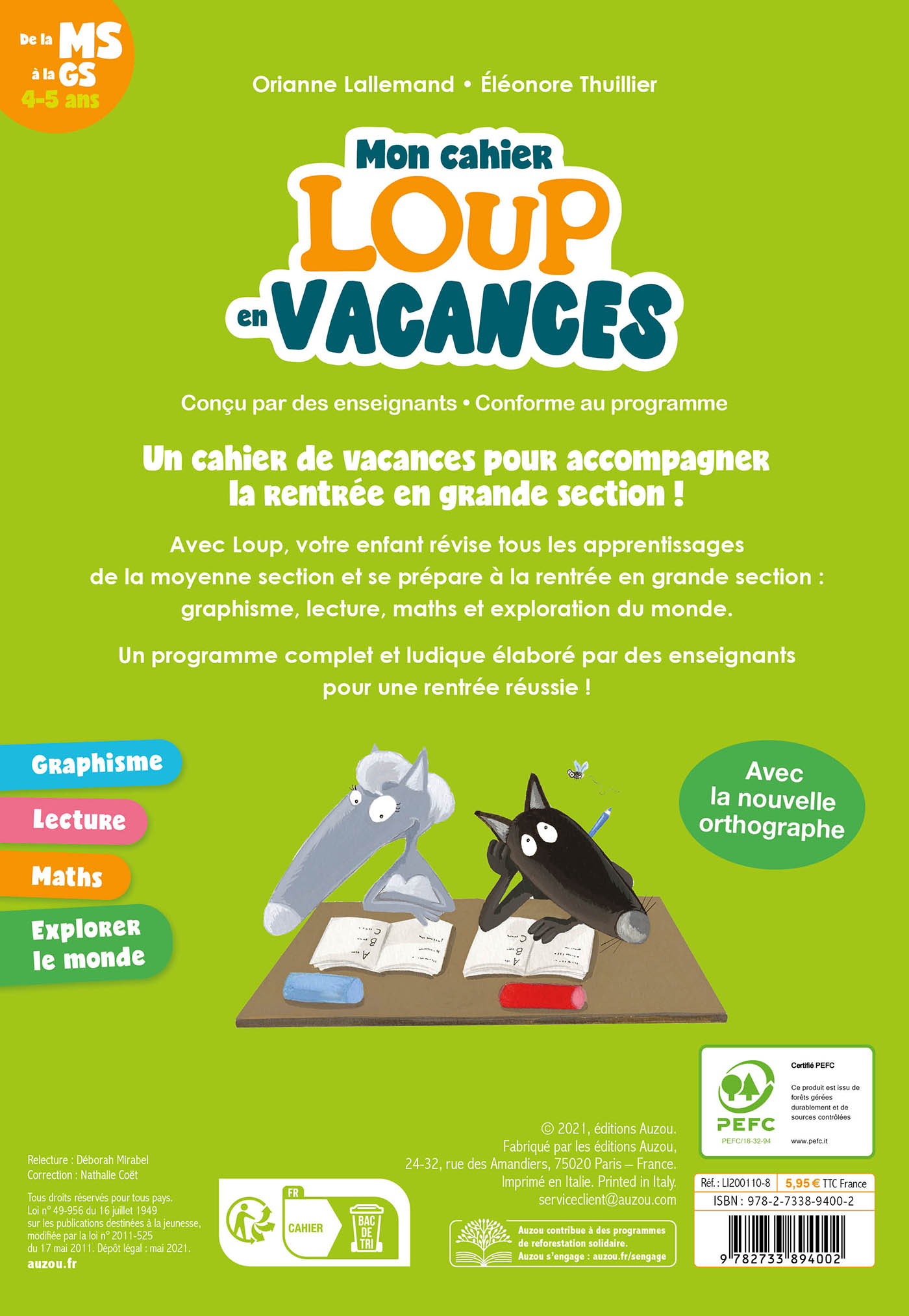 Mon Cahier Loup En Vacances - De La Ms À La Gs - 2026