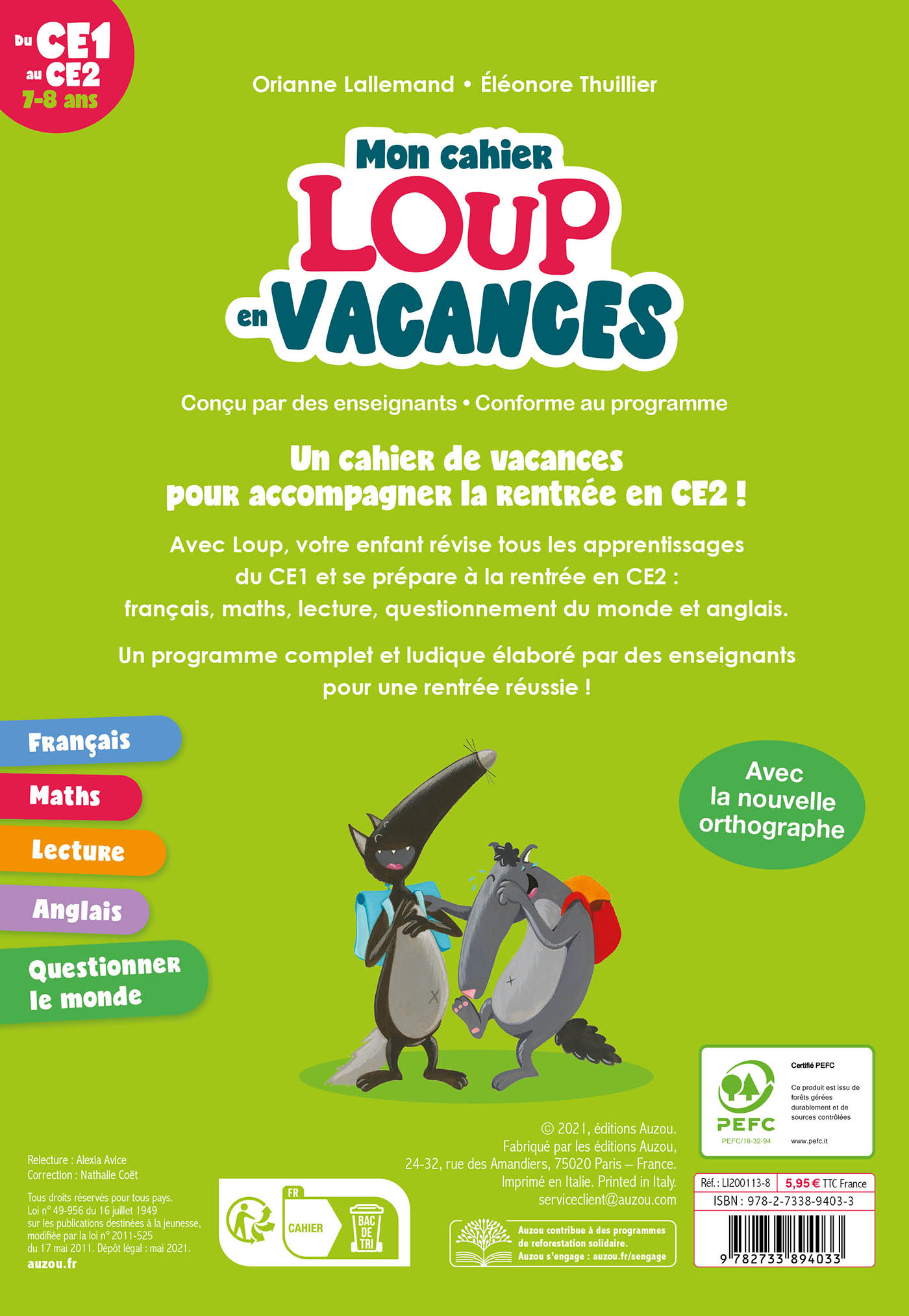 Mon Cahier Loup En Vacances - Du Ce1 Au Ce2 - 2026