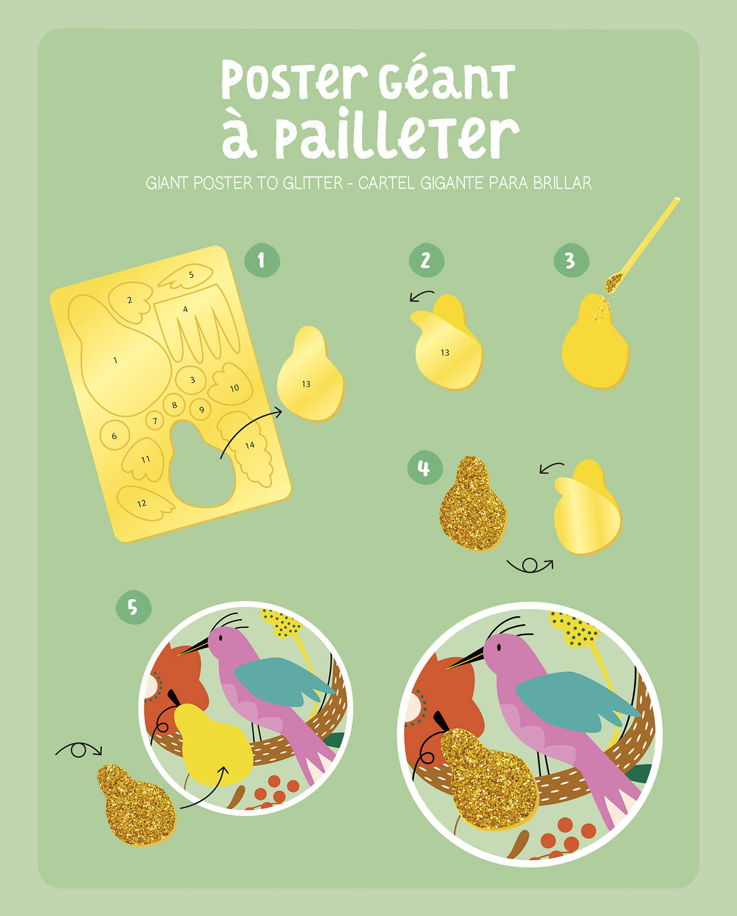 Ma Pochette D'artiste - Poster Géant À Pailleter - Oiseaux Fantastiques