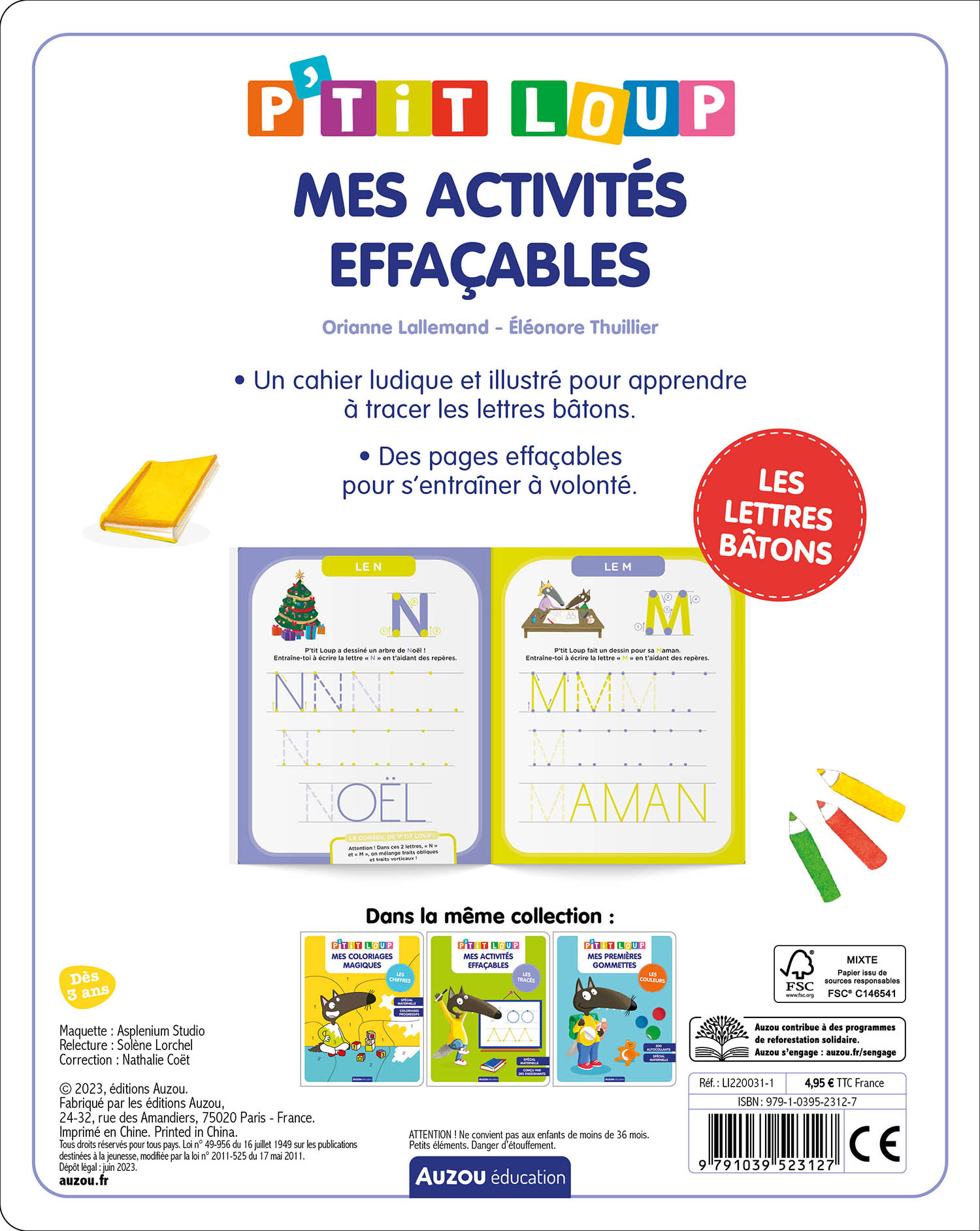 Mes Activités Effaçables P'tit Loup - Lettres Bâtons
