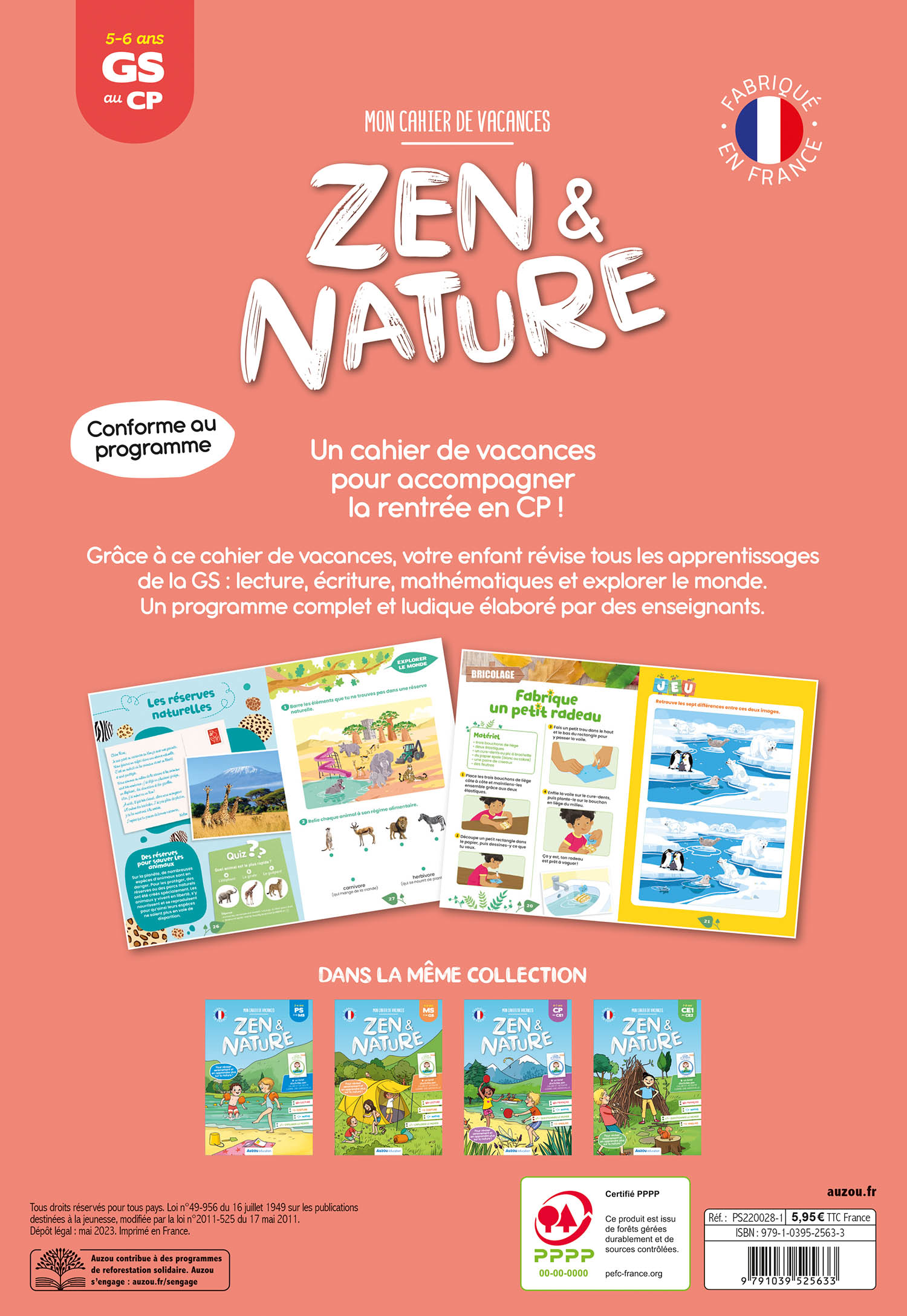 Mon Cahier De Vacances Zen Et Nature - De La Gs Au Cp