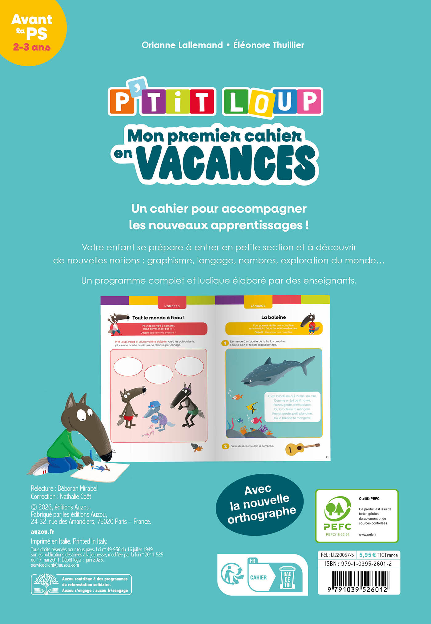 P'tit Loup - Mon Premier Cahier En Vacances - 2026