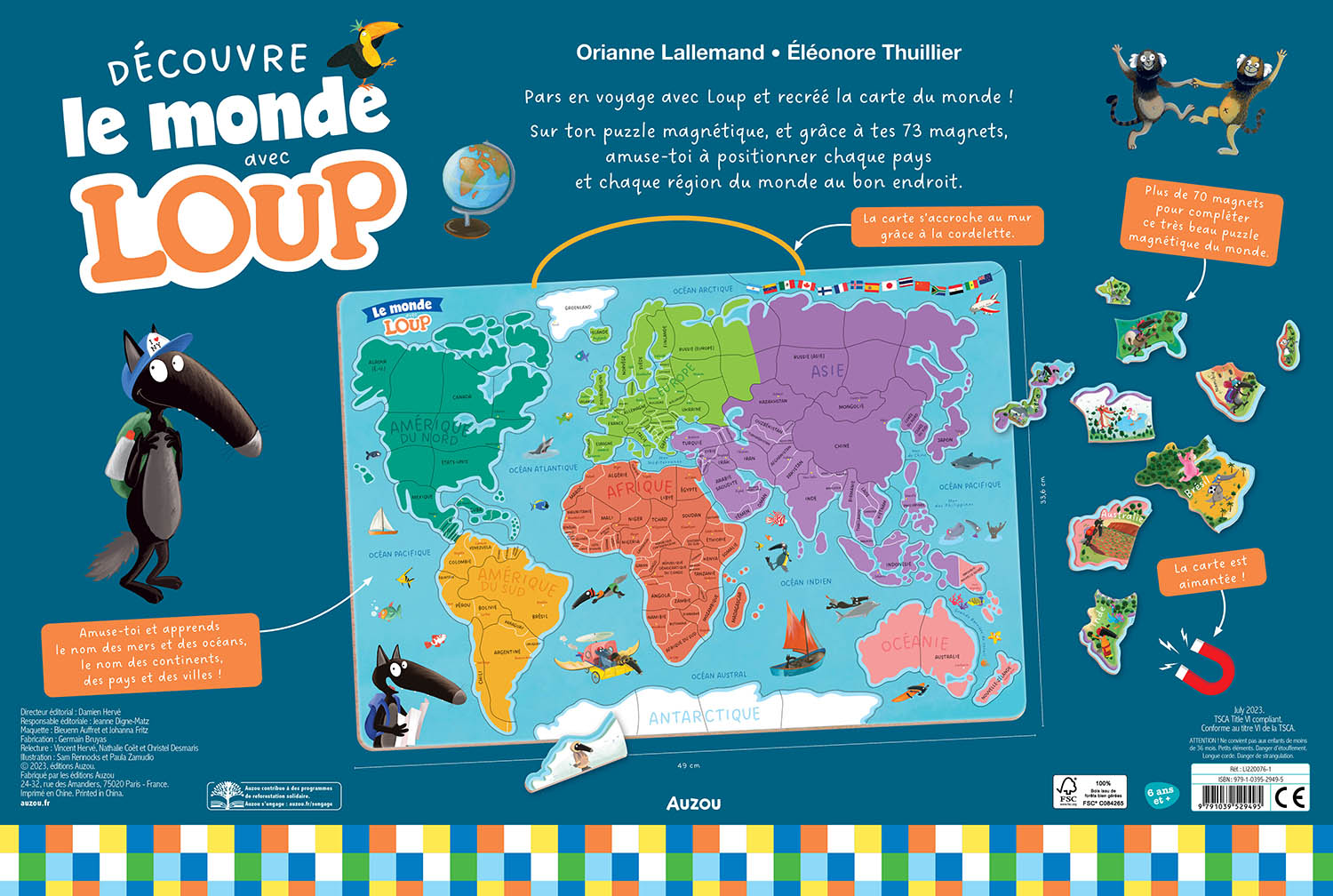 Ma Carte Du Monde Magnétique En Puzzle - Je Découvre Le Monde Avec Loup Ma Carte Du Monde Magnétique En Puzzle - Je Découvre Le Monde Avec Loup