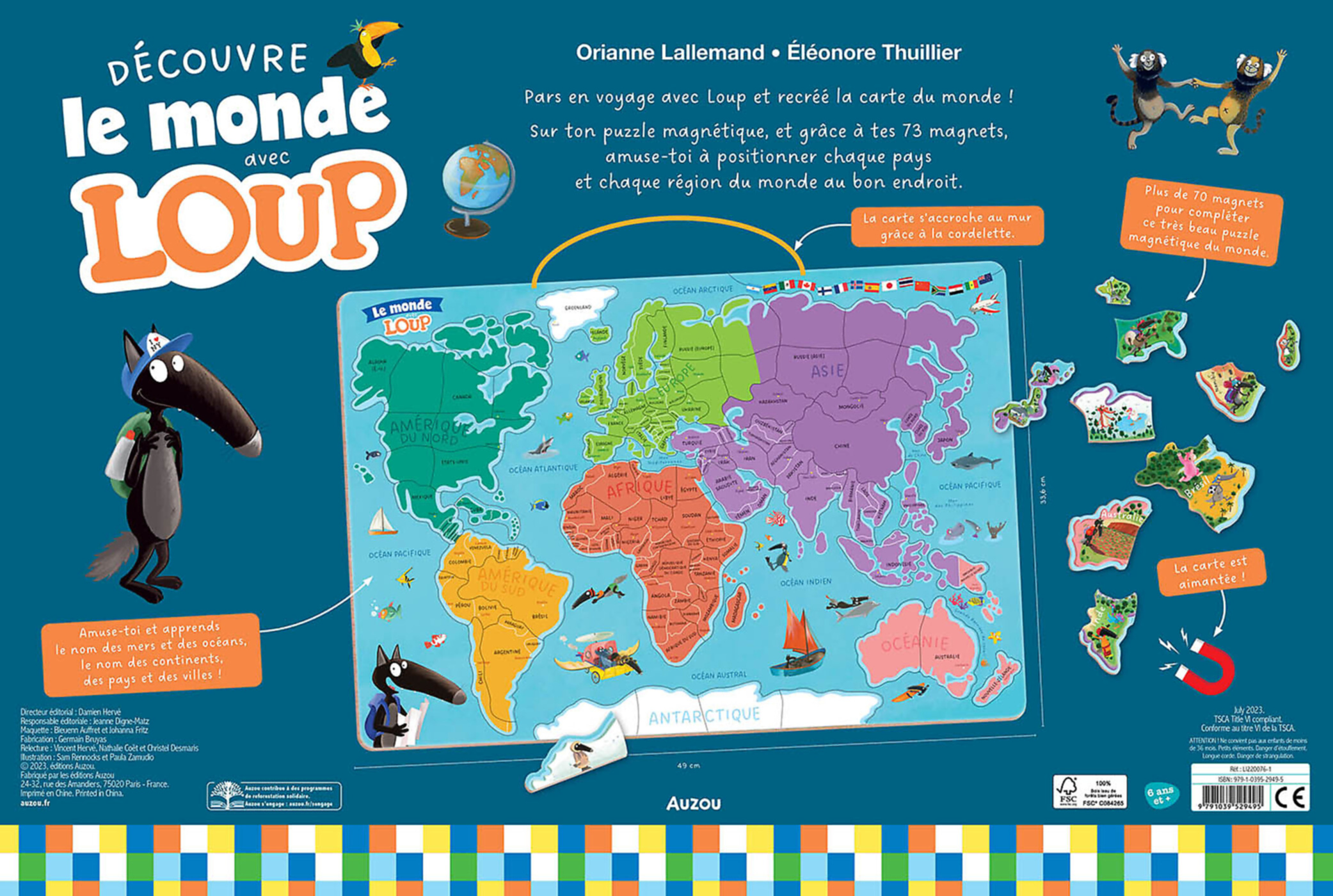 Ma Carte Du Monde Magnétique En Puzzle - Je Découvre Le Monde Avec Loup Ma Carte Du Monde Magnétique En Puzzle - Je Découvre Le Monde Avec Loup