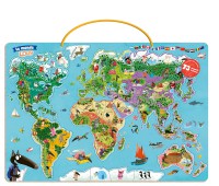 Ma carte du monde magnétique en puzzle - Je découvre le monde avec loup
