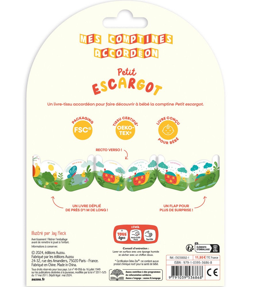 Comptines Tissu Accordéon - Petit Escargot Comptines Tissu Accordéon - Petit Escargot