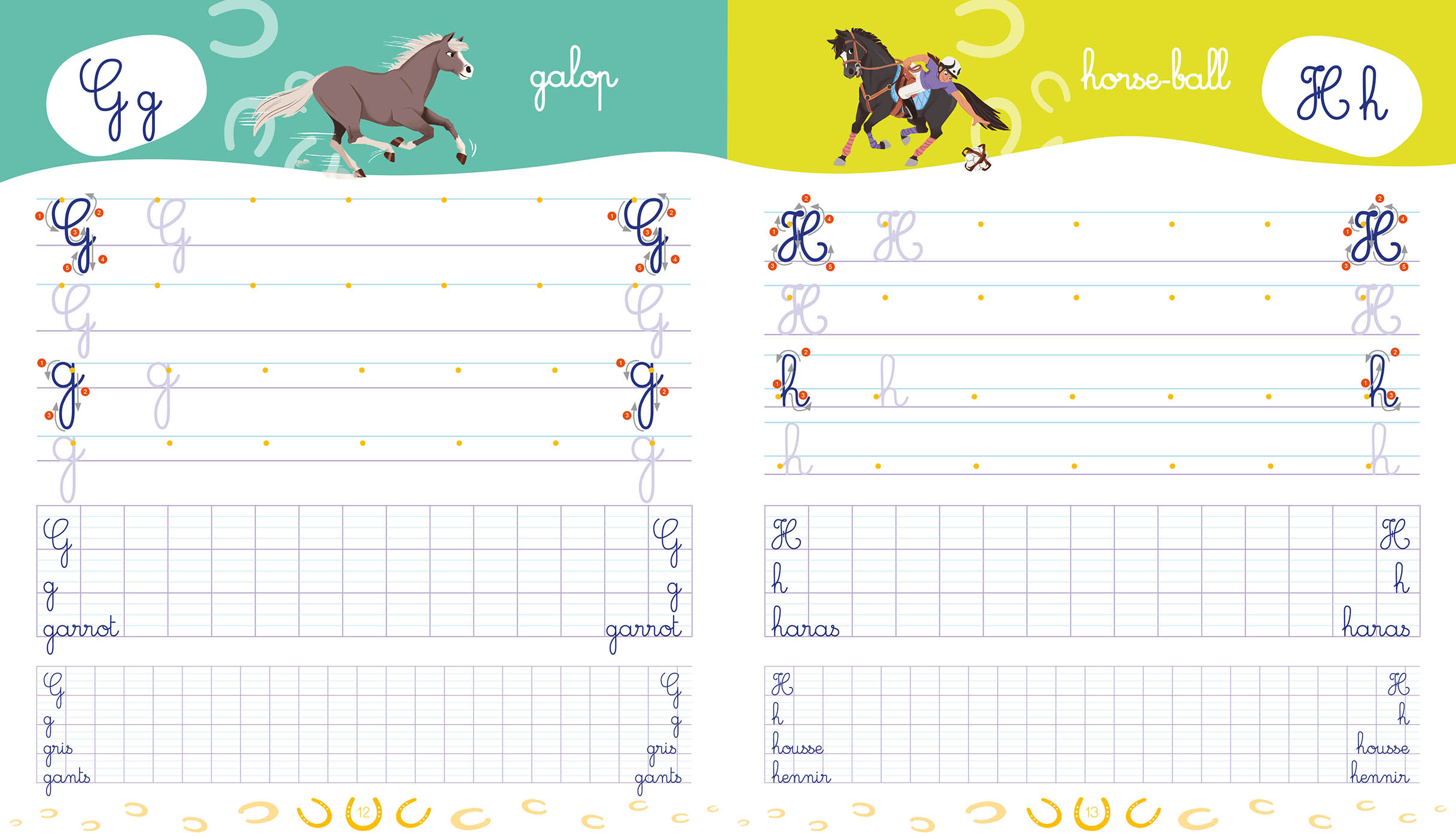 Mon Cahier D'écriture - Lettres Cursives - Les Chevaux