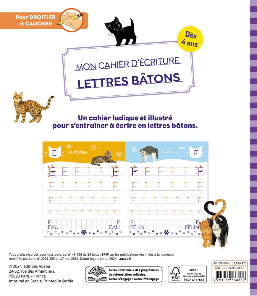 Mon Cahier D'écriture - Lettres Bâtons - Les Chats Mon Cahier D'écriture - Lettres Bâtons - Les Chats