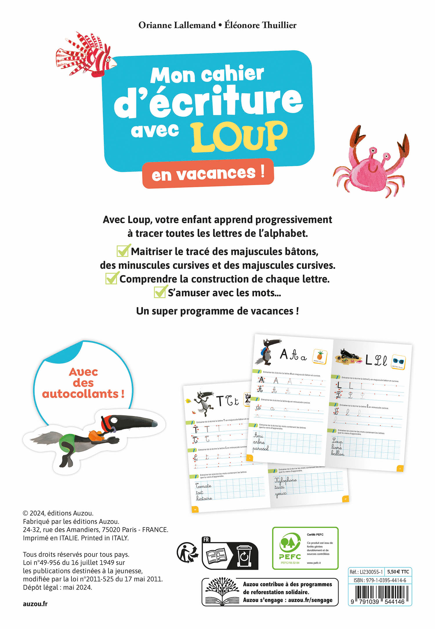 Mon Cahier D'écriture Avec Loup En Vacances