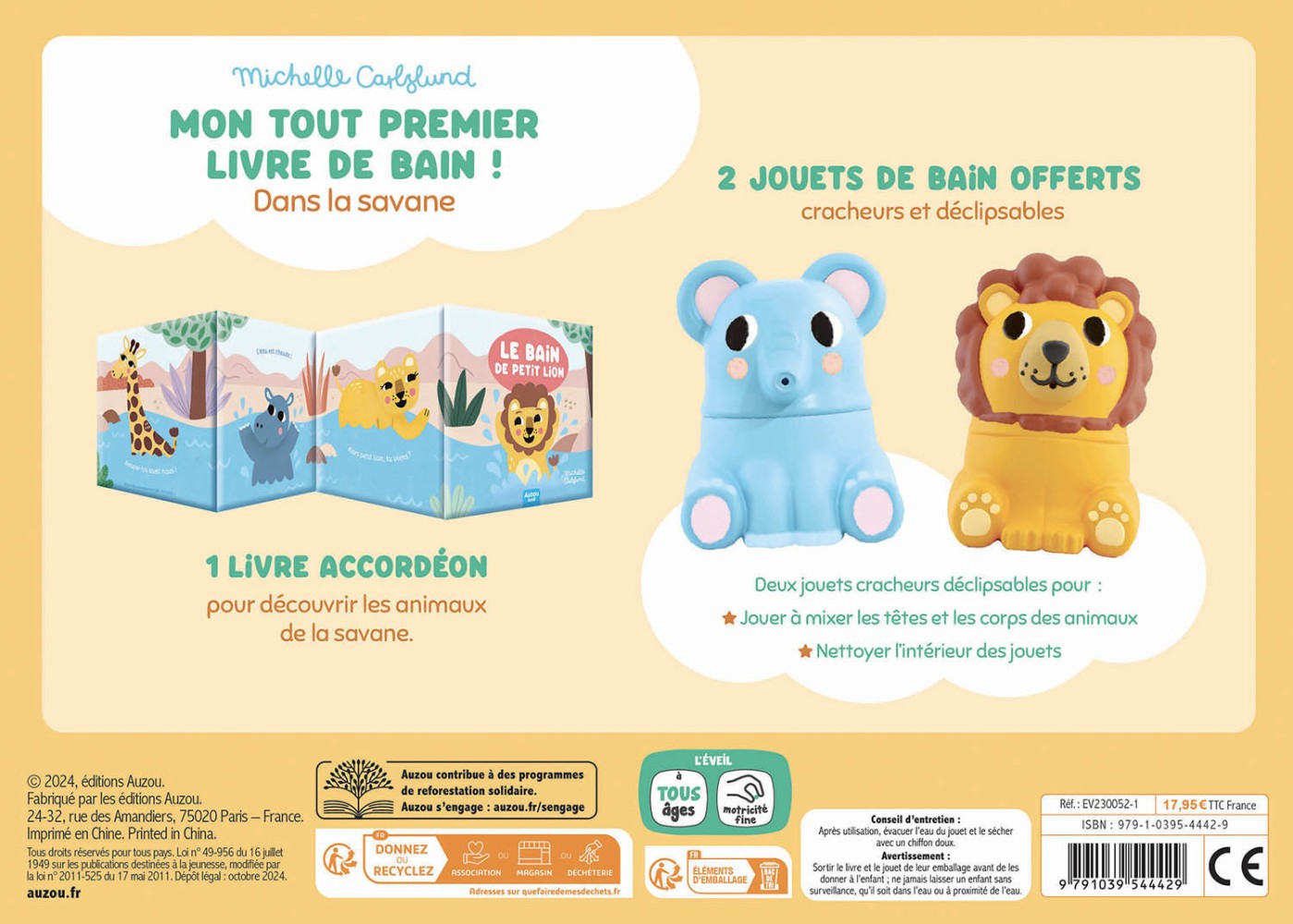 Mon Premier Livre De Bain - Dans La Savane - Un Coffret Avec 2 Jouets Déclipsables !